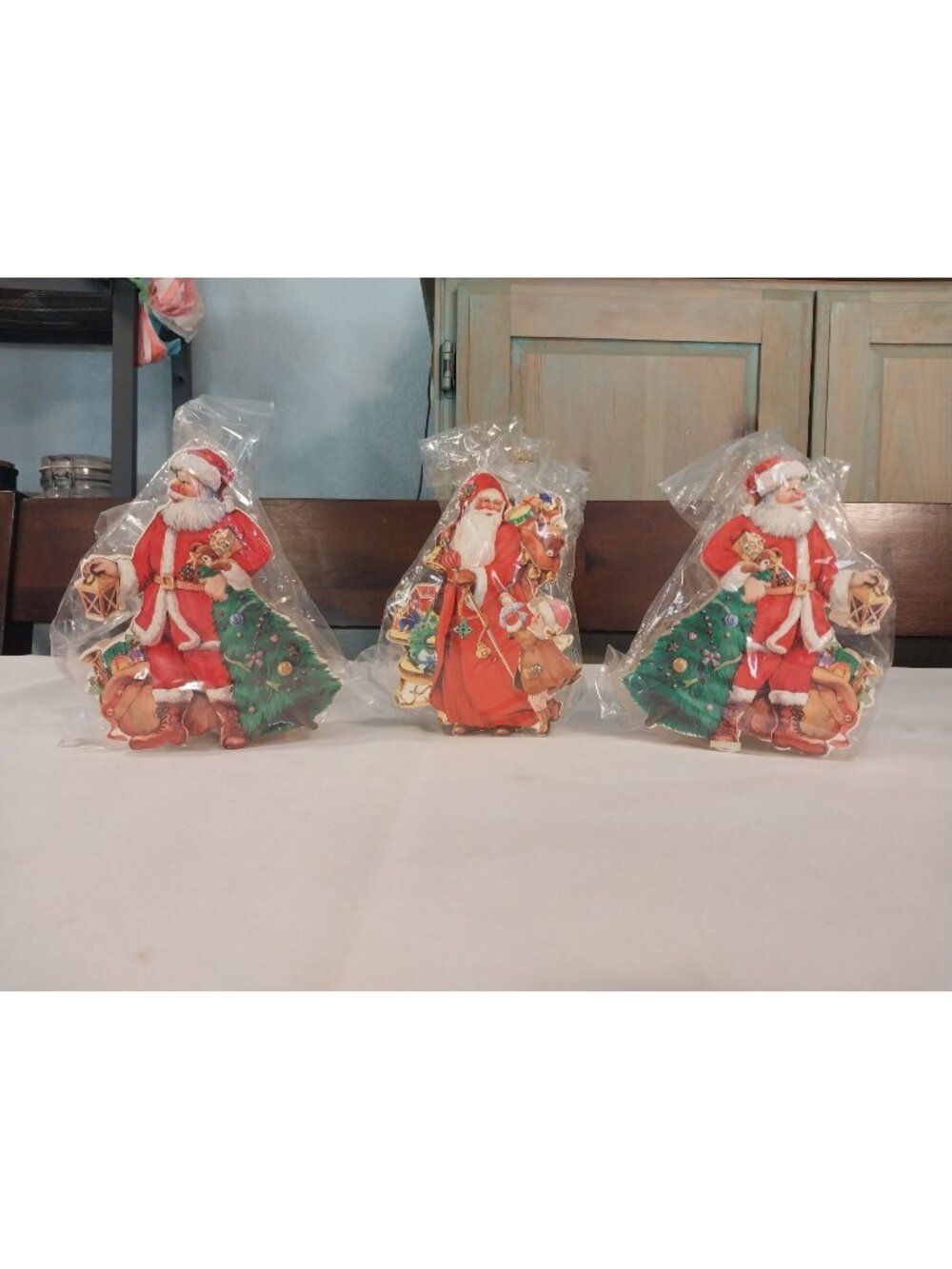 Vintage Christmas Ornaments Fillable Wood Old World Santa Claus NOS